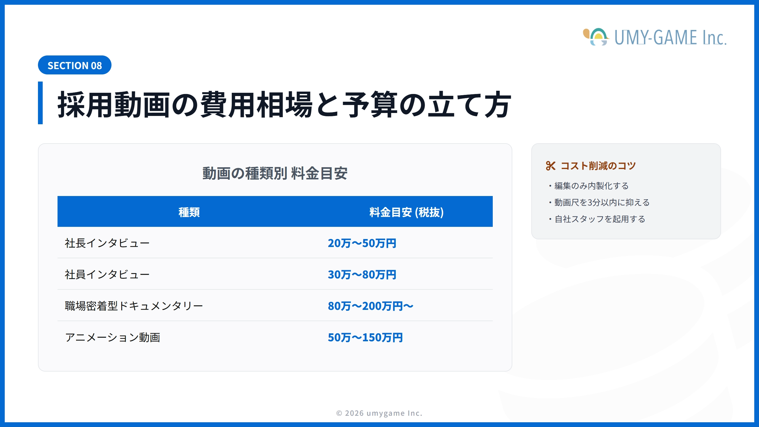 採用動画の費用相場と予算の立て方