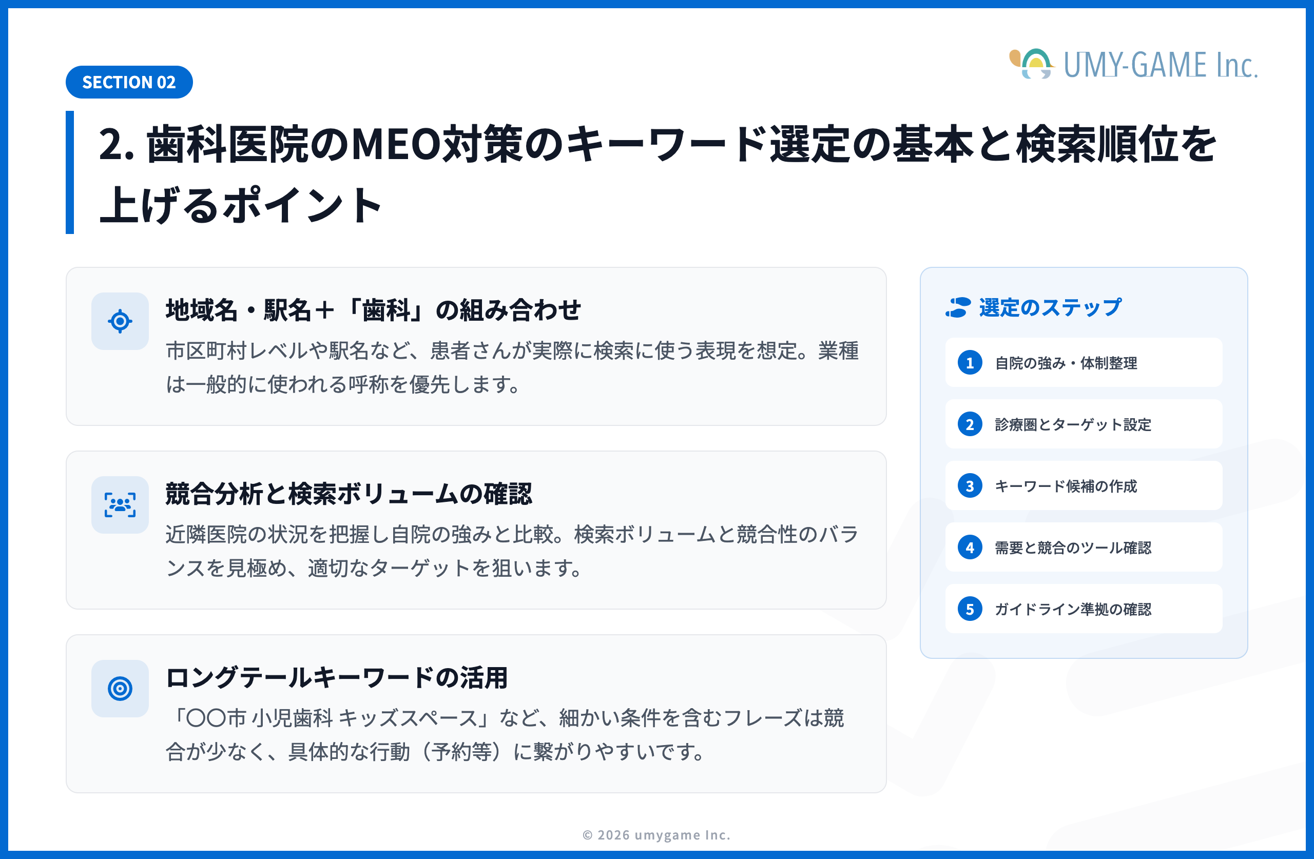 2. 歯科医院のMEOキーワード選定の基本と検索順位を上げるポイント