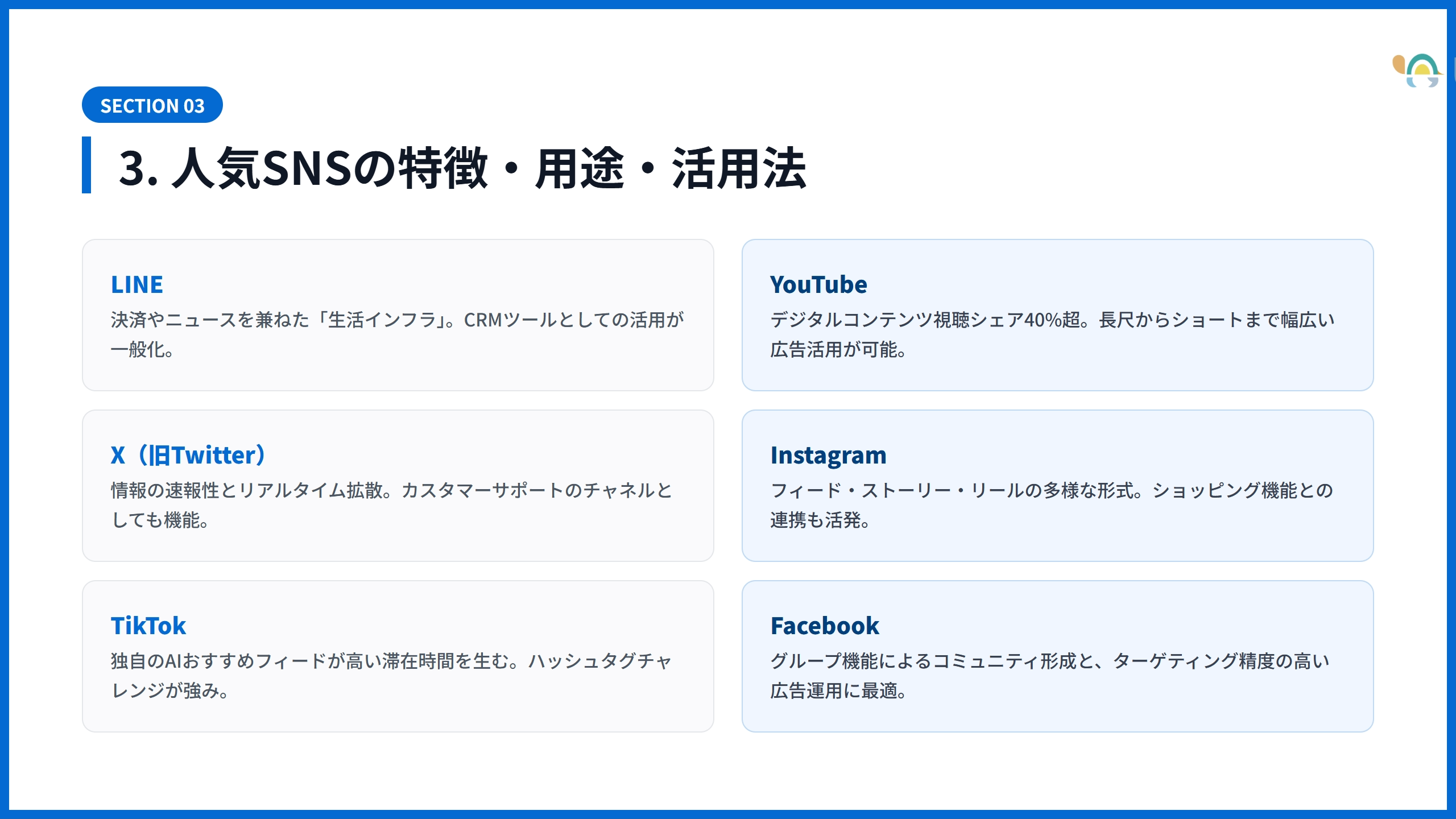 3. 人気SNSの特徴・用途・活用法