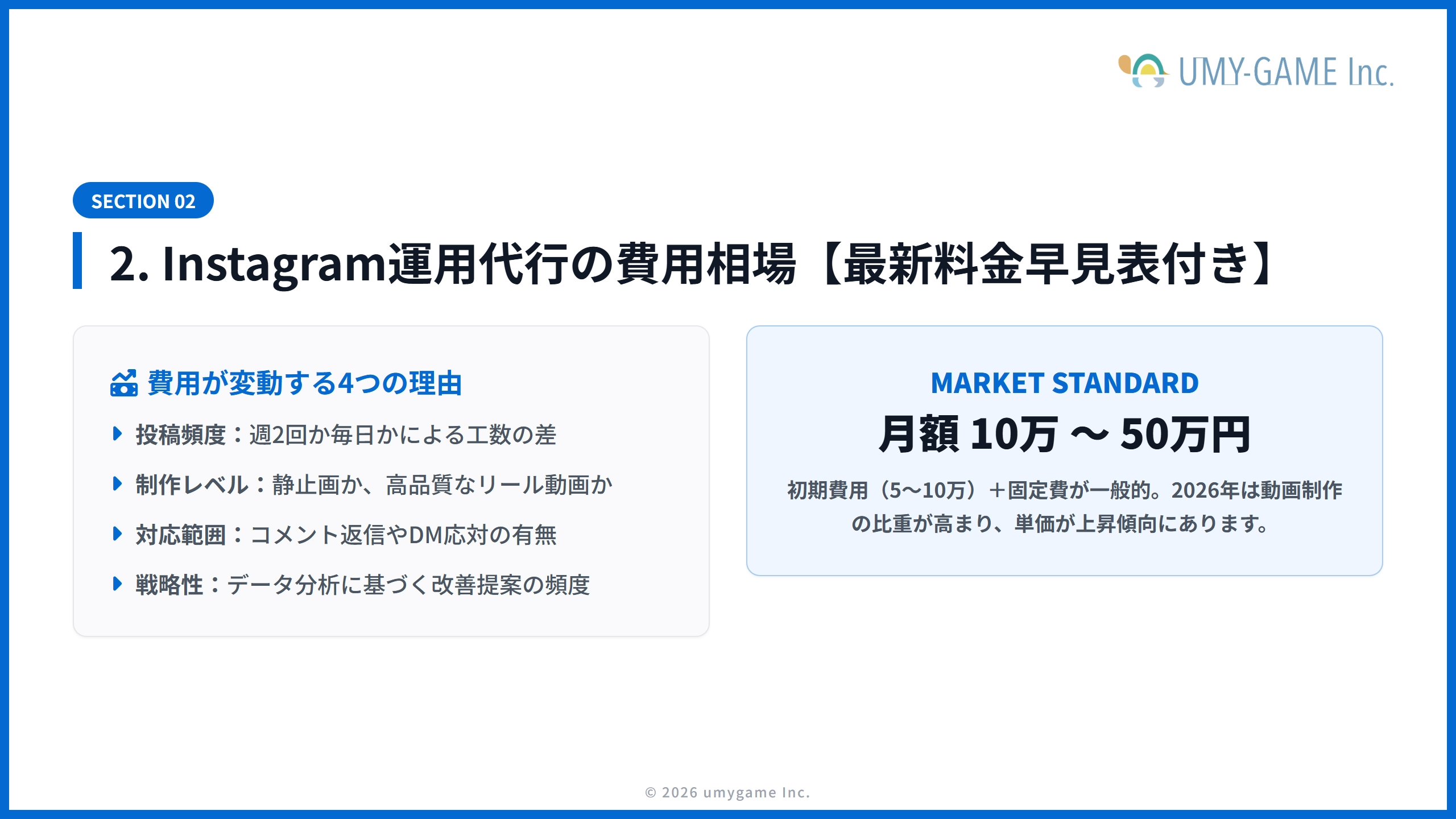 2. Instagram運用代行の費用相場【最新料金早見表付き】