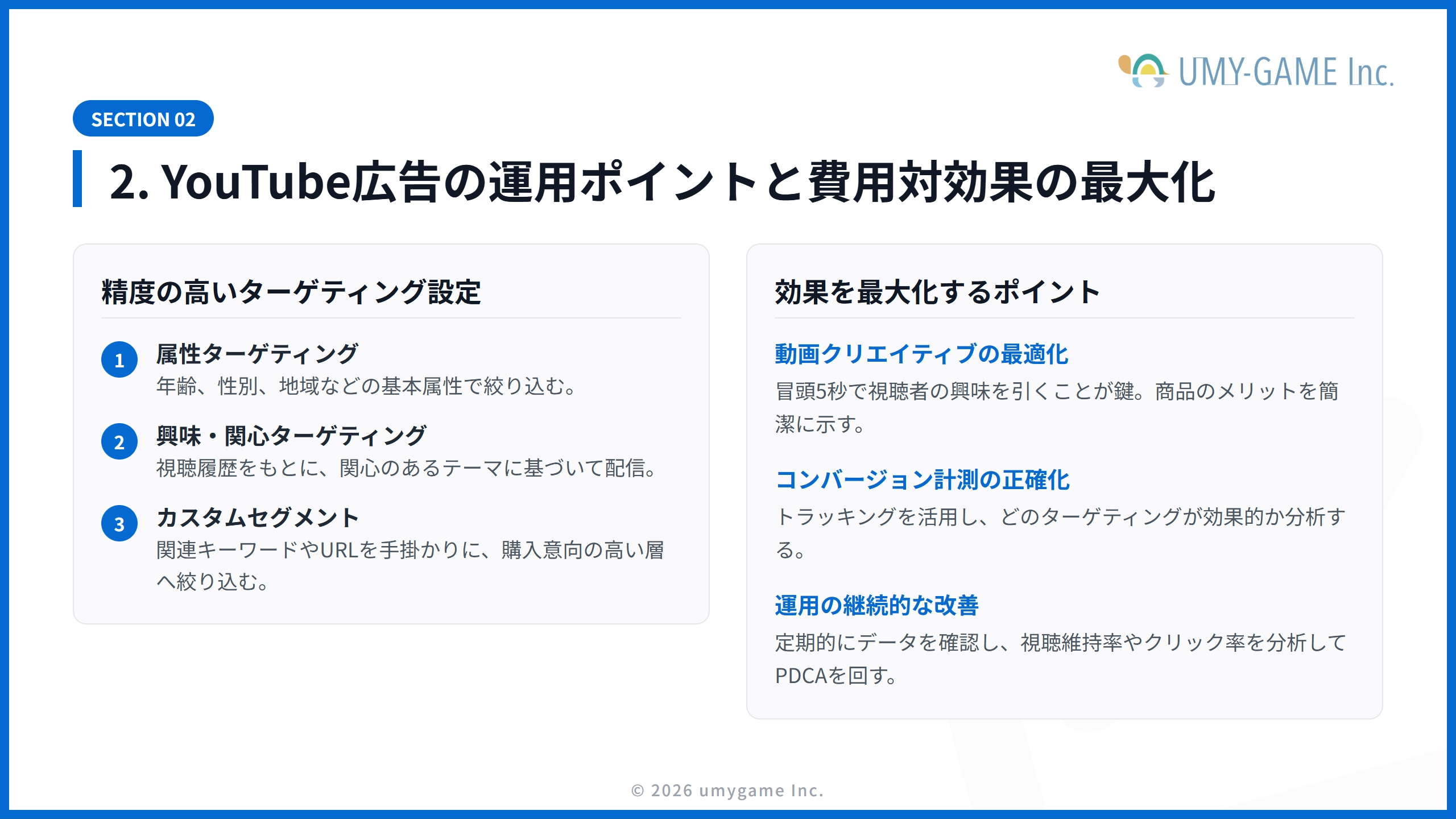 2. YouTube広告の運用ポイントと費用対効果の最大化