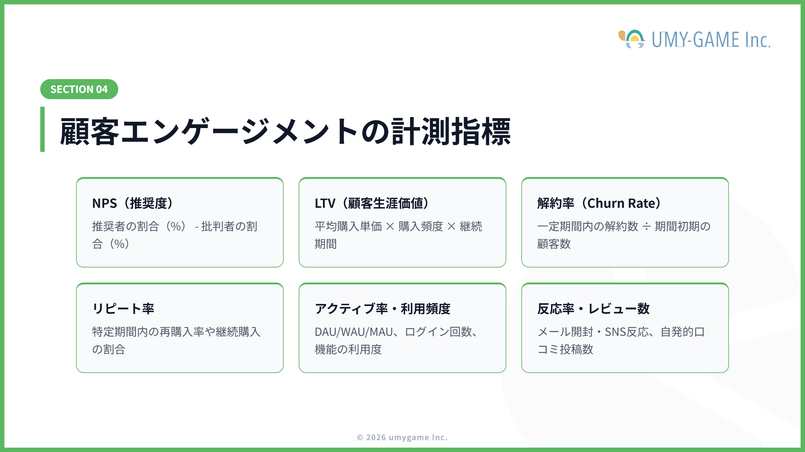 顧客エンゲージメントの計測指標