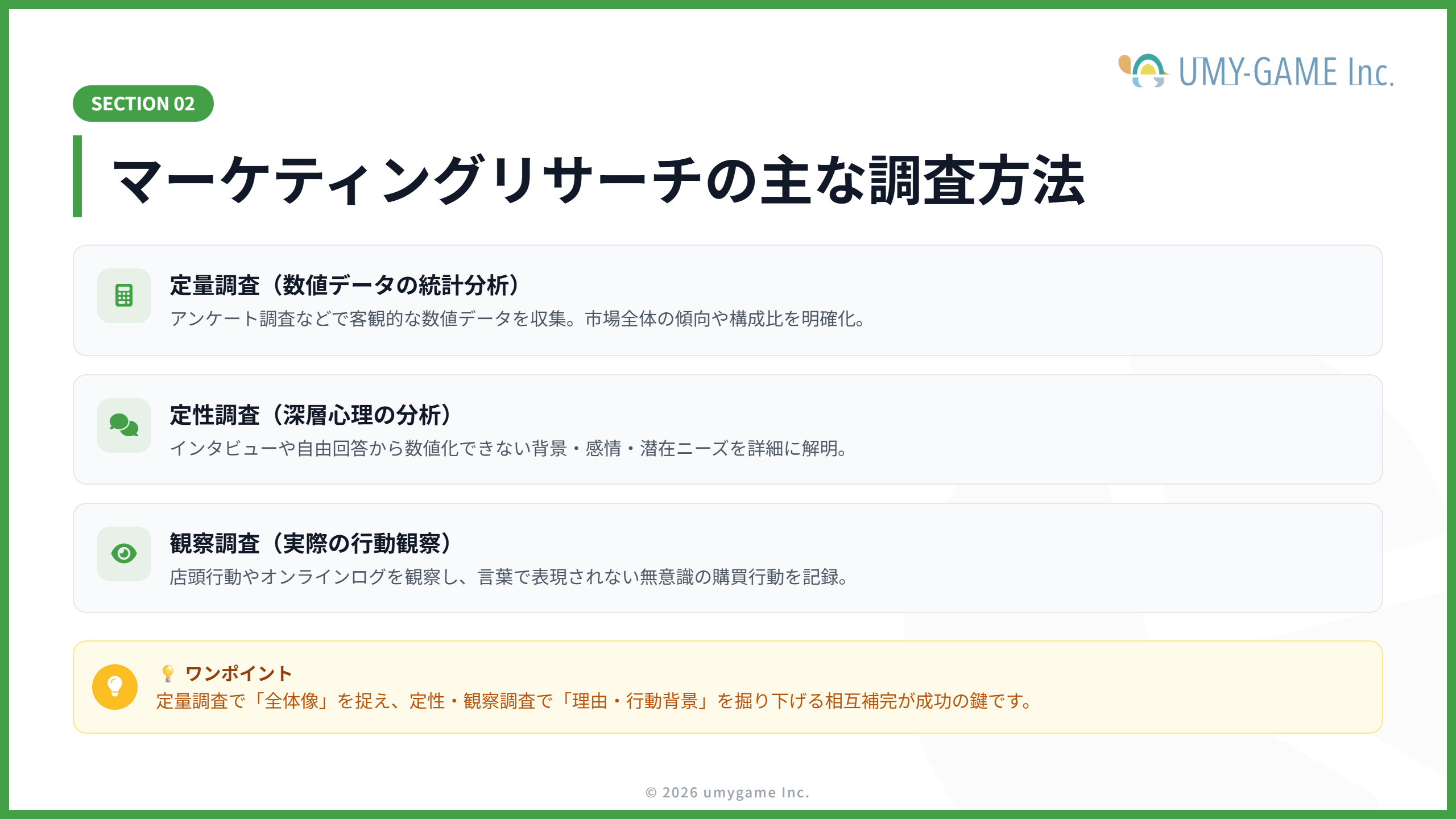 マーケティングリサーチの主な調査方法