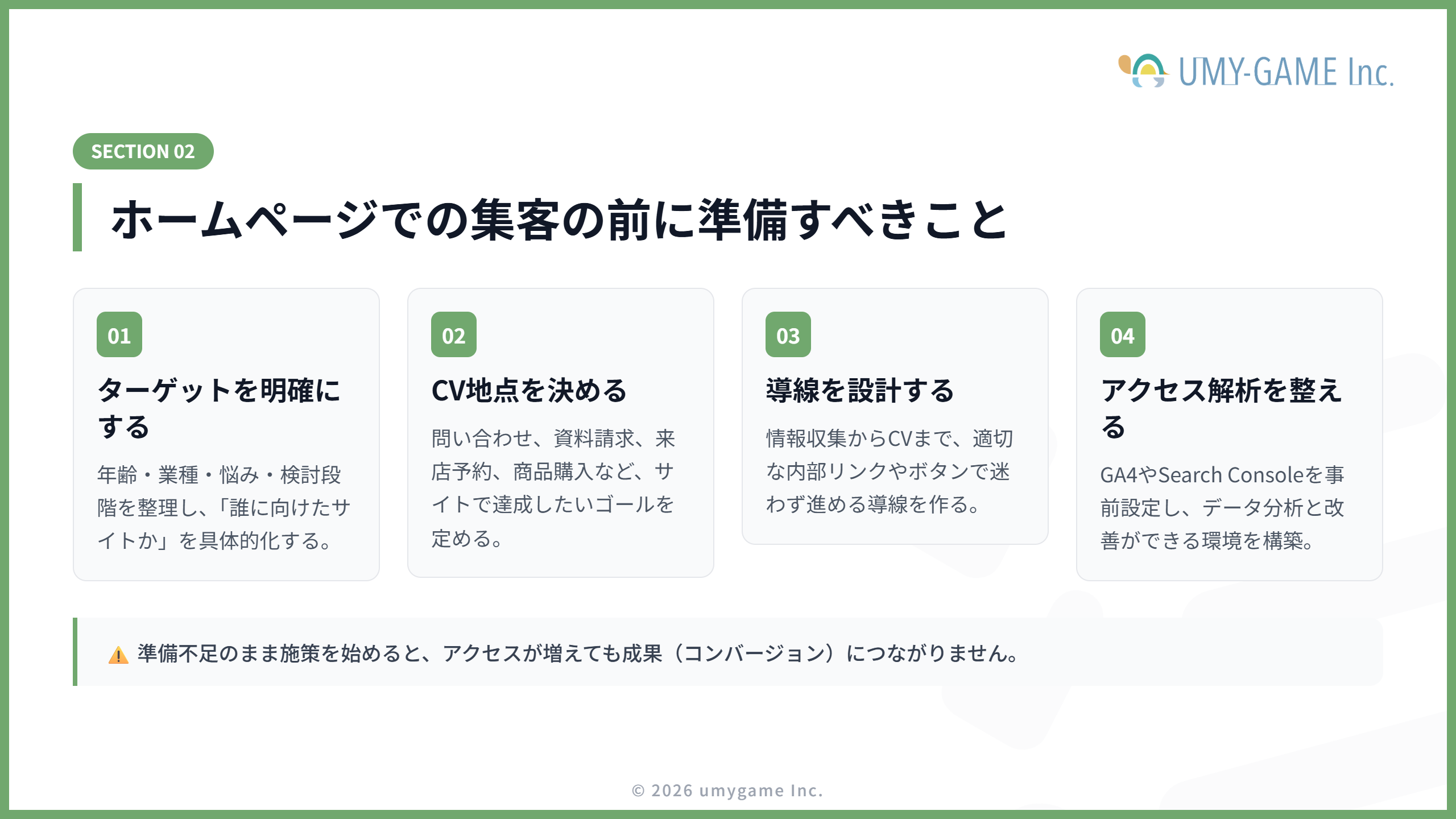 ホームページでの集客の前に準備すべきこと