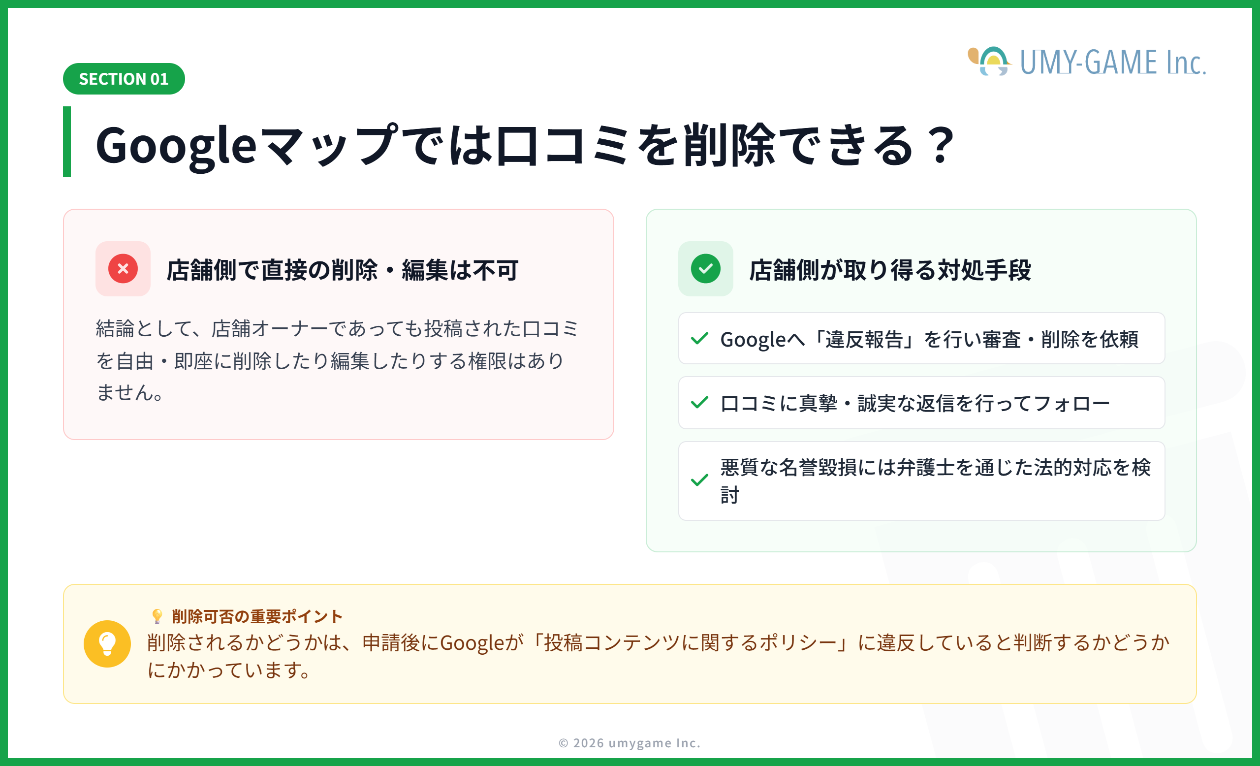 Googleマップでは口コミを削除できる？