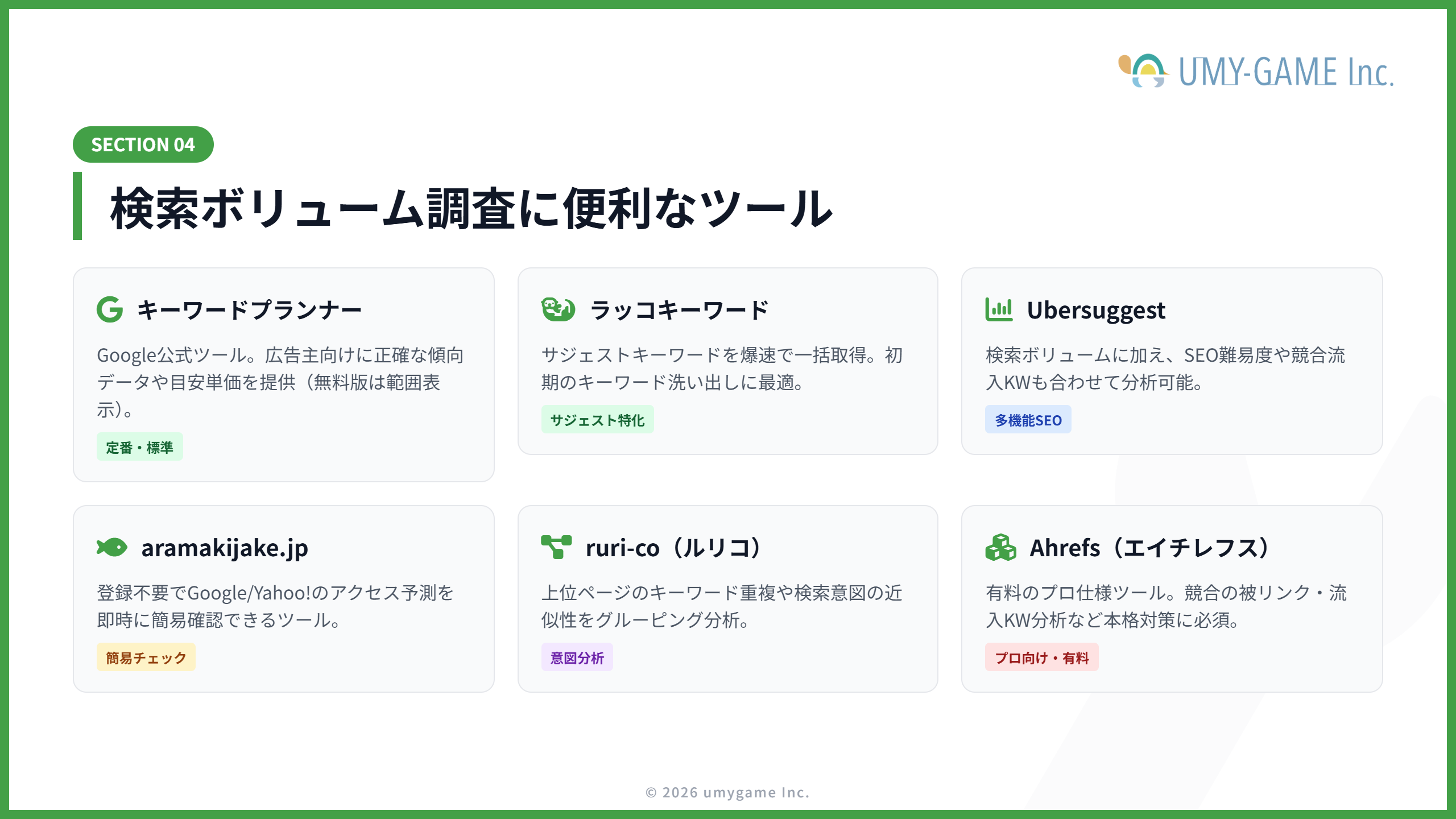 検索ボリュームを調べるのに便利なツール