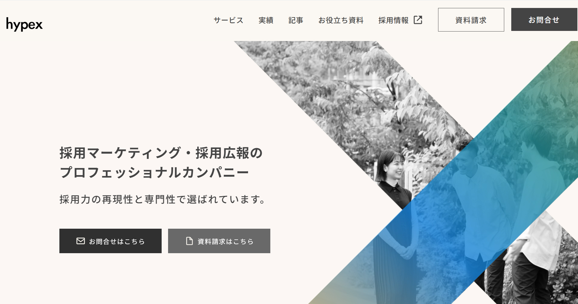 株式会社hypexのホームページのスクリーンショット