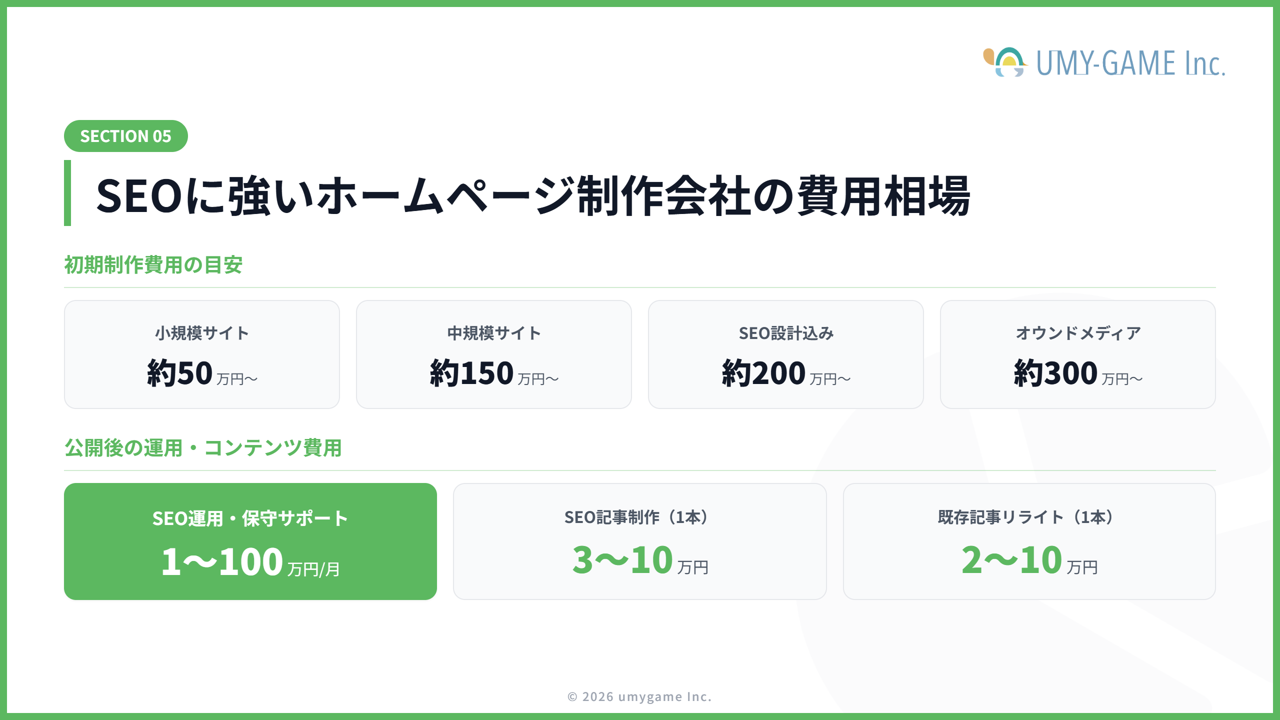 SEOに強いホームページ制作会社の費用相場