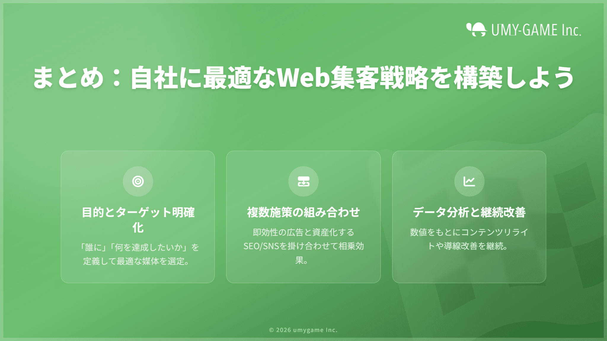 まとめ:それぞれの特徴を理解して、自社に合ったWeb集客方法を選ぼう
