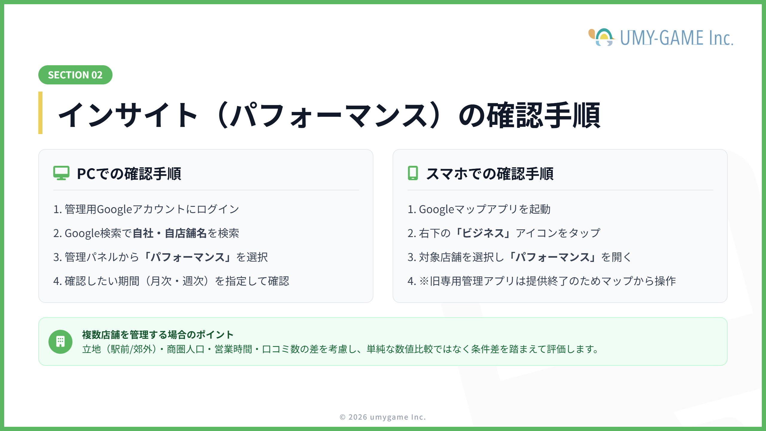 Googleビジネスプロフィールのインサイト(パフォーマンス)の確認方法