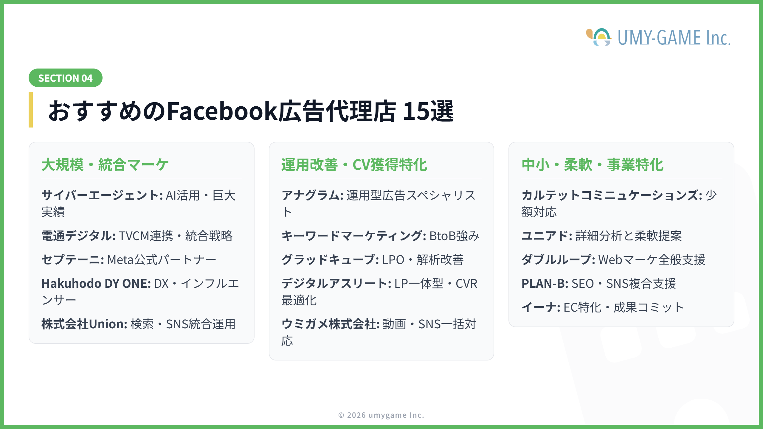 おすすめのFacebook広告代理店15選