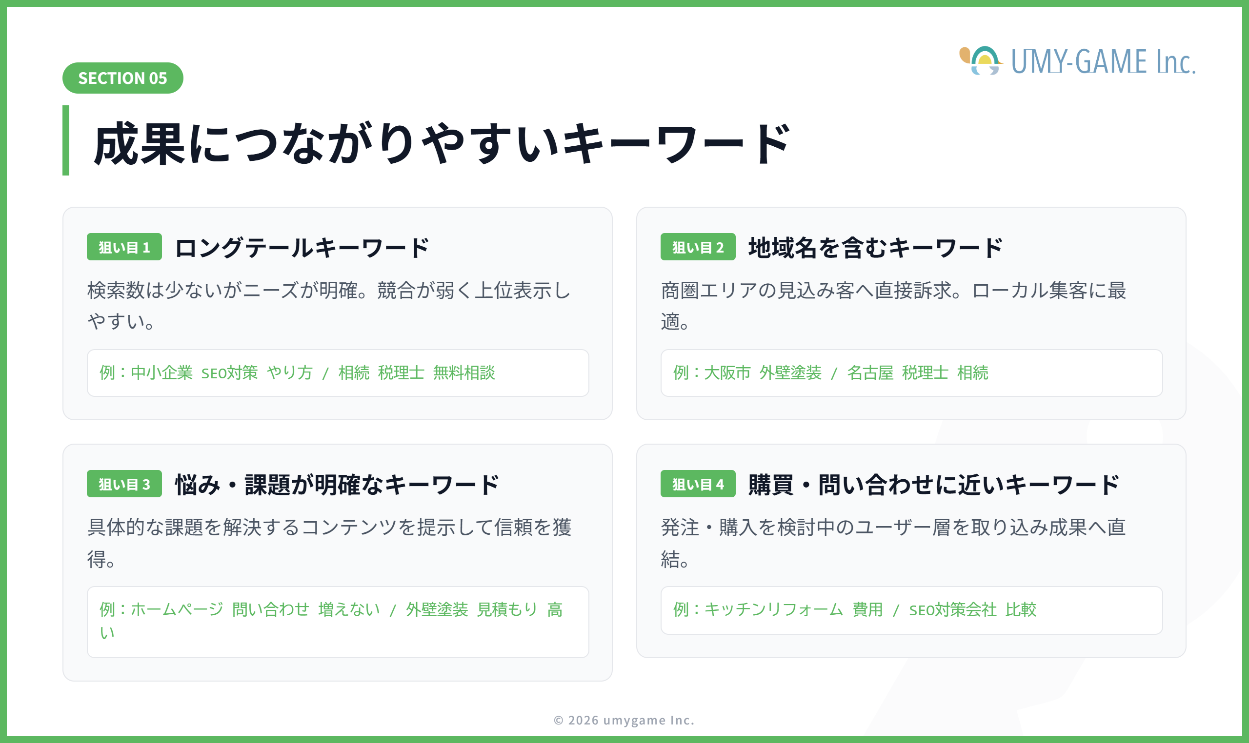 成果につながりやすいキーワード