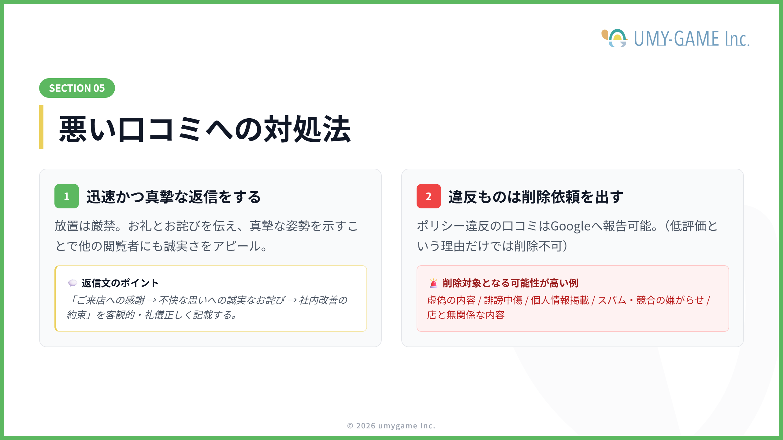 悪い口コミへの対処法