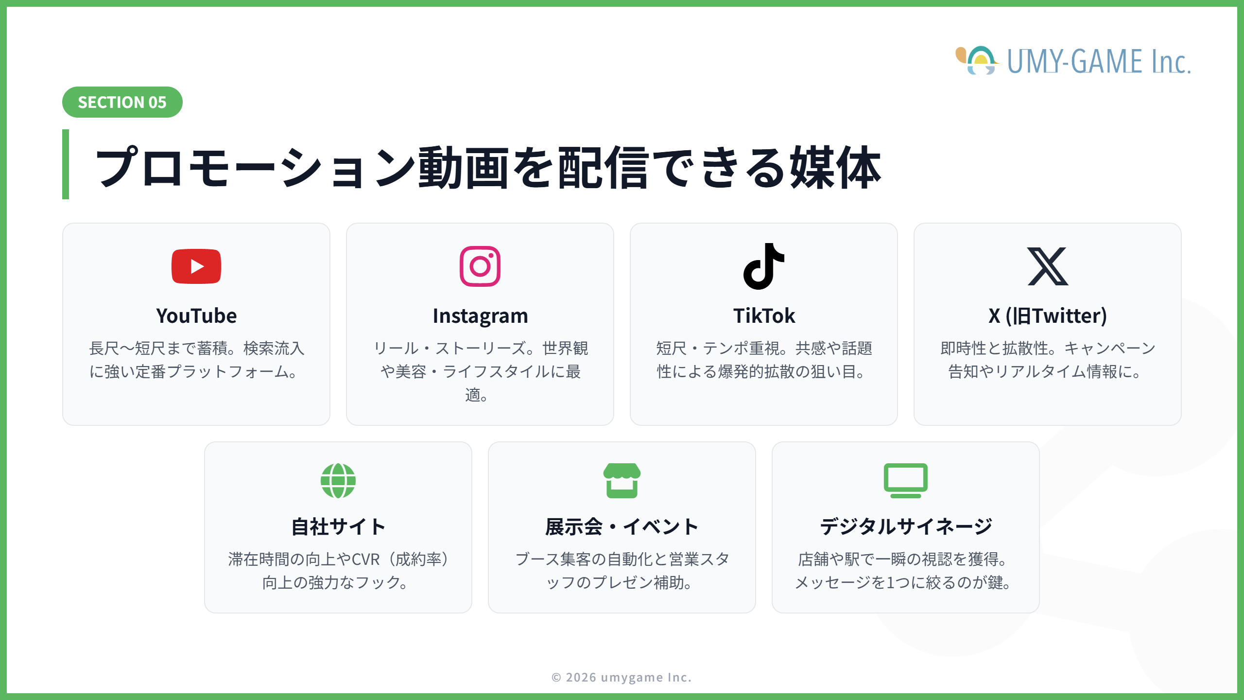 プロモーション動画を配信できる媒体