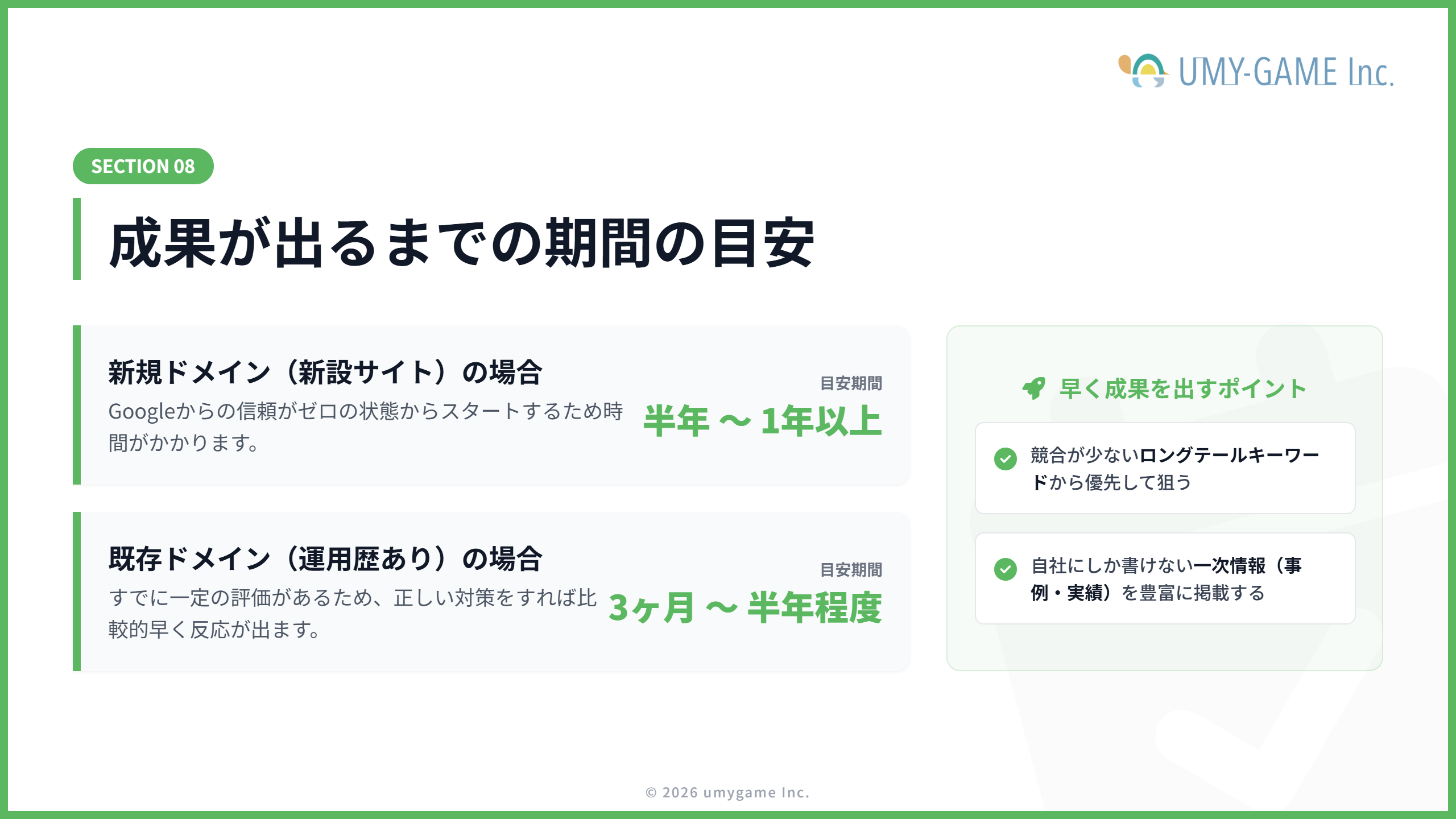 成果が出るまでの期間