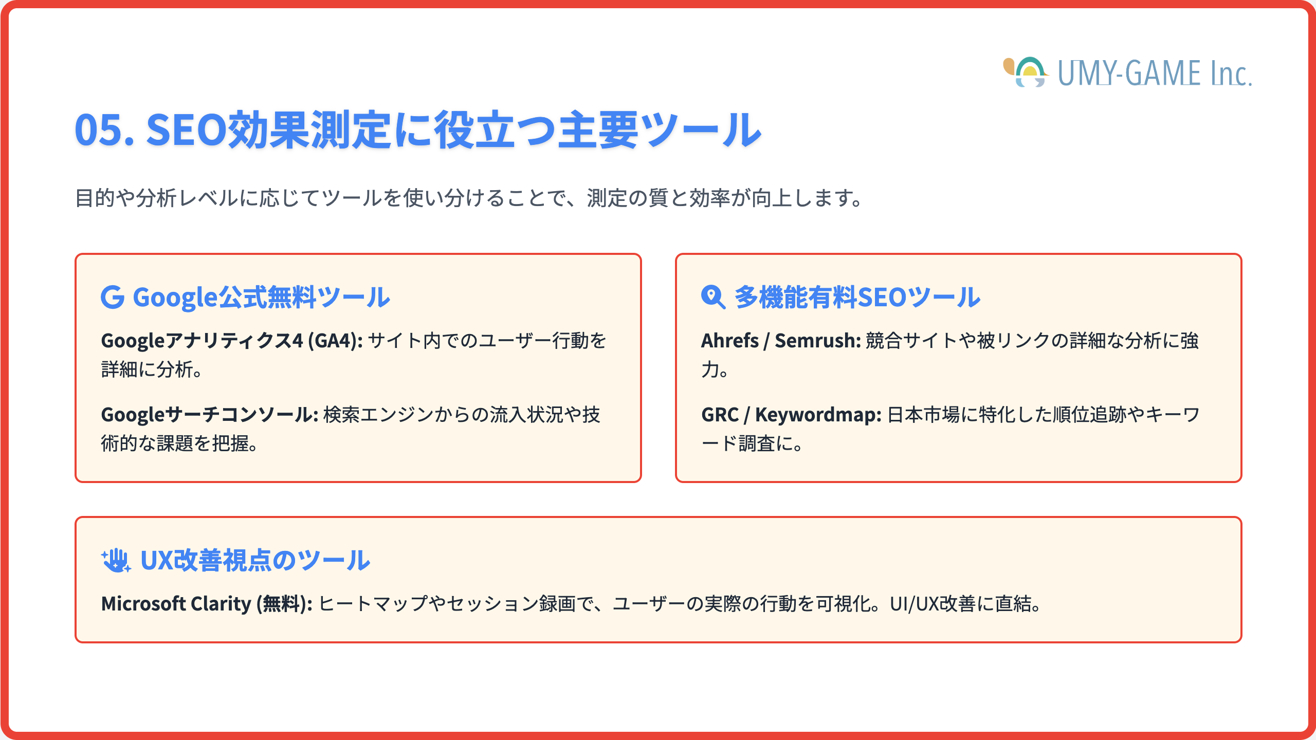 SEO効果測定に役立つ主要ツール