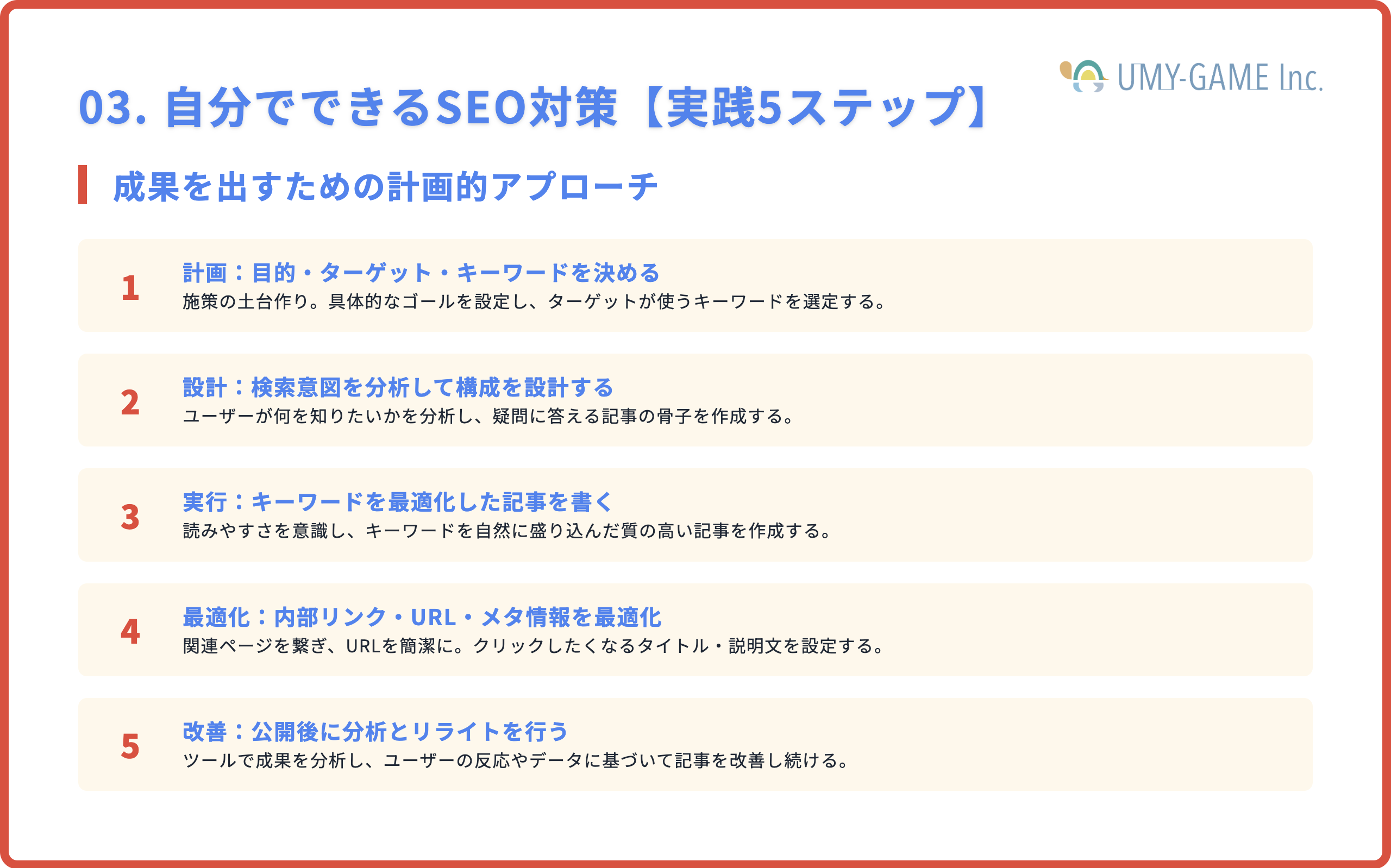 自分でできるSEO対策【5ステップ】