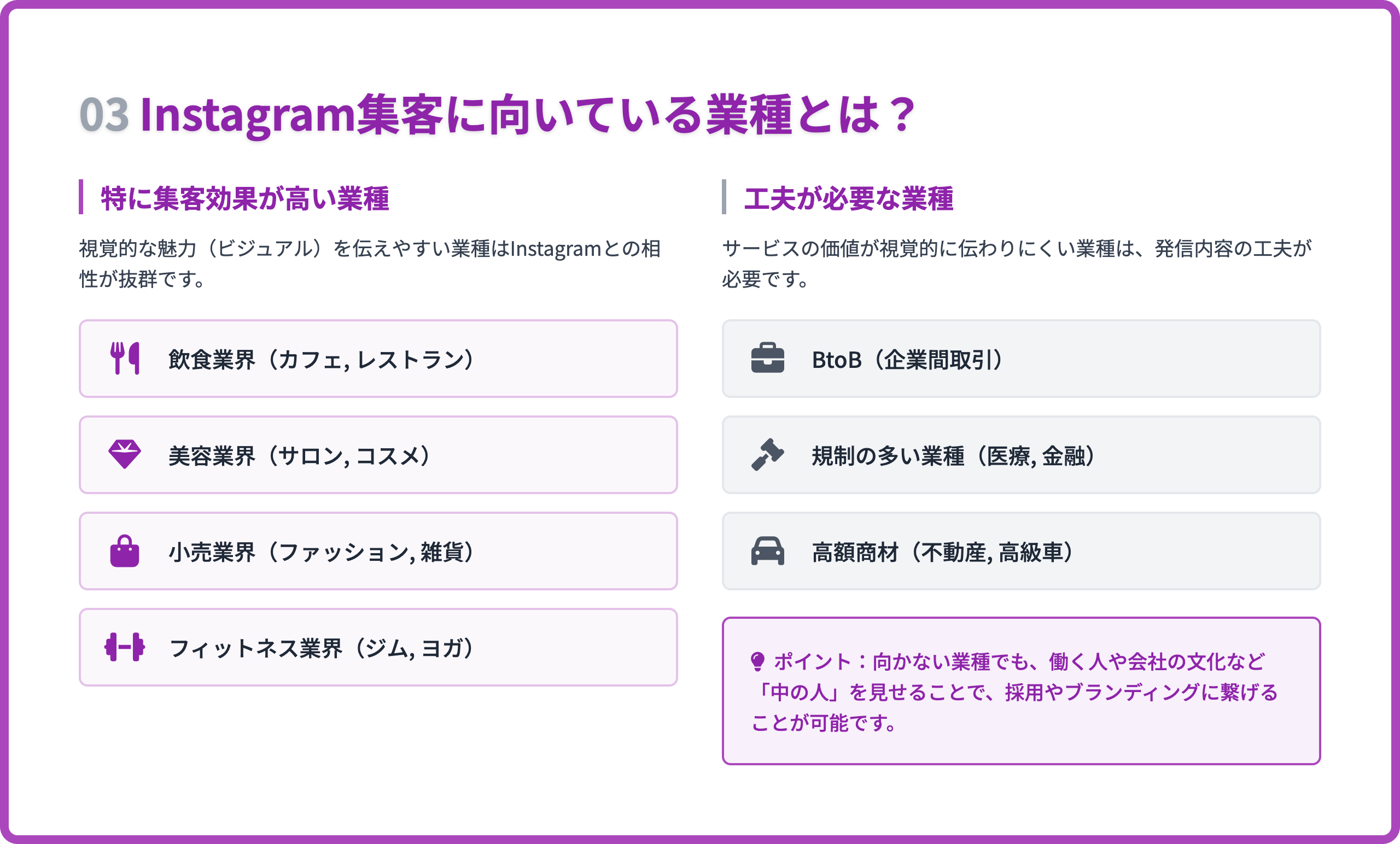 Instagram集客に向いている業種とは？